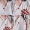 Anhänger Halsketten Rose Sicherheitsschnalle Perlen Halskette Süße Blumenkonsumkette weibliches Sommerverstellbares Seil