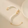 Strand Shell Pearl Bead Copper Metal Bracelet For Women Simple Style Party Gift Fashion Jewelry Ear Accessories CE018