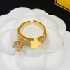 Band Rings Designer New niche design inlaid with water diamonds, pink diamond pendant, brass material, temperament, and high-end feeling ring for women 7IT9