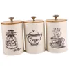 Bouteilles pots 3pcs Boîte de rangement de cuisine Cabiners Aliments Candouen Bamboo Coud Tea Coffee Super