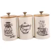 Bottles Jars 3Pcs Kitchen Storage Box Tins Food Canister Set Bamboo Lid Tea Coffee Sugar Bread Bin Jar Container 230817