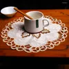 Maty stołowe haft klemacie Klisowe okrągłe pusta koronkowa miska na serwetkę Izolacja Kubek jadalnia kawa mata dekoracje domowe