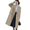 Trench-Coats féminins 2023 Earnom Automne Send Send Send Long Grey Suit Veste Tempérament de banlieue lâche Style Colle