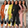 Women Dwuczęściowe spodnie Eleganckie 2 zestawy kobiety Tracksuit Autumn zimowe ubrania koszula Palazzo Palazzo High Taist Woman Office Office 230817