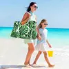 Totes New Beach Tote Bag Fashion Women Summer Large Capacity Tropical Palm Monstera Leaves Shoulder Bag Top-Handbag Shopping Bags HKD230818