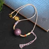 Colliers pendants Lavender Purple Grand Collier de chaîne de clavicule de laquer Zajram Médaille d'or plaquée bijoux tibétain Bijoutte à main coton