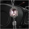 Other Interior Accessories Crystal Car Pendant Mobile Rearview Mirror Pink Hanging Ornaments Diamond For Woman Drop Delivery Mobiles Dhgat