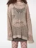 Kadın Sweaters Weiyao Hollow Out Örme Kükürtler Kelebek Desen Vintage Gevşek Uzun Kollu Kadınlar Günlük Yaz Kawaii Smock Tops
