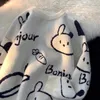 Kvinnors tröjor Cartoon Rabbit Y2K Harajuku Kawaii Retro Söt rund hals Pullover Tröja Mönster Stickad varm lös överdimensionerad tröja Kvinnor 230817