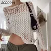 Kvinnors tröjor Vintage Loose Hollow Out Knit Pullovers Women Casual Y2K Clothes SMOCK TOPS SOMMER TRADE TREATER FAIRYCORE GRUNGE KNITWEAR 230817