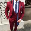 2020 New Handsome Dark Red Mens Suit For Wedding Custom Men Blazer Slim Fit Groom Tuxedos For Man SuitsJacket Vest Pants293R