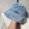 Couples Summer Holiday Designer Bucket Hats Women Travel Street Photo Denim Material Letter Print 3 Colors bucket hats G23081810BF