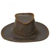 Berets vintage podróżowanie ręcznie robione kowboj Western Cowboy Mad Horse Skin Sunshade Showhat