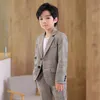 Ensembles de vêtements Enfants Blazer formel Ensemble Mode Plaid Tourner le col Premier anniversaire de bébé Robe Discours Hôte Piano Party Performance Costume 230818