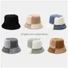 Stingy Brim Hatts Casual Stitching Contrast Color Faux Fur Winter For Women Warm Bucket Hat Men Fisherman Caps Drop Delivery Fashion AC DHZDX