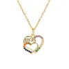 Pendant Necklaces Mother's Day Gift Double Heart Necklace Copper Micro-encrusted Zircon Letter MOM Jewelry