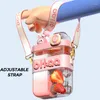 Water Bottles 580ML Bottle With Straw Female Girls Large Portable Travel Sports Fitness Cup Summer Cold Time Scale