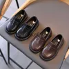 Sneakers Kids Loafers Slipon Pu Leather Shallow Black Brown Boys Girls Flat Shoes 2136 Toddler Fashion Leisure Children Casual Shoe J230818