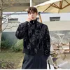 Men's Jackets 2023 Spring Korean style Personalized black sequins design jackets men casual loose short section sequin jacket MXL 230817