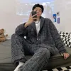 Men's Sleepwear Winter Warm Flannel Pajama Sets Men Long Sleeve Plus Size Loungewear Suit Male Thicken Homewear Casual Pyjama Pijama