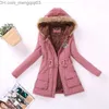 Parkas de plumón para mujer Abrigo cálido de invierno para mujer Otoño con capucha de piel de algodón Tallas grandes Chaqueta básica Prendas de abrigo Chaqueta larga delgada para mujer Chaqueta de invierno Chaqueta de piel para mujer Z230818