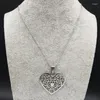 Pendanthalsband 2023 Fashion Flower of Life Heart Silver Color Halsband för kvinnor Rostfritt stål Uttalande smycken Joyas N19681