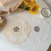 Table Mats 28CM Christmas Wedding Decoration Round Lace Placemat Embroidered Anti-Scald Cup Mat European Style Desktop