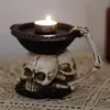 Dekorative Objekte Figuren kreativ drei Ghost Head-Top Candlestick Veranda Desktop Aufbewahrungsschale Halloween Themen Dekoration Hintergrund Requisiten 230817