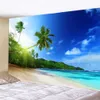 Tapisseries Nature Sea Landscape Tapestry Seaside Coconut Tree Wall Hanging Decorative Art Ocean Beach Tapestry Home Decor Bakgrund Tak R230817