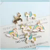 Charms Cartoon Animal Horse Rainbow Emalie Allaire Gold plaqué Couleurs Pendants pour les boucles d'oreilles DIY FAITES MAIN