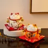Objetos decorativos Figuras de 45 polegadas Cerâmica Maneki Neko Piggy Bank Luxo Cat Lucky Home Fortune Box Box Desktop Ornament