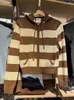 Tricots de tricots Brown Striped Zipper Cardigan Femmes Automne Automne Coton Soft Cotton chaud Sweater à capuche en tricot à manches tricots Vintage Classic Y2K Tops