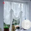 Curtain Korean Princess White Floral Lace Balloon Lifting Short Tulle For Window Door Kitchen Transparent Veil Sheer Custom