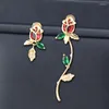 Dingle örhängen Sinleery Lovely Red Crystal Rose Flower droppe för kvinnor bröllopsfest smycken SSB