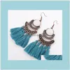 Boho Boho Boho High Quality Party Bijoux Fashion Loel exagéré Laine Tassel Moucles d'oreilles de personnalité vintage pour les femmes lnkgt dro DH6ve