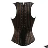 Bustiers korseler Steampunk Underbust Corse Ve Deri Deri Birleştirilmiş Gotik Üst Burlesque Vücut şekillendirici korsan kostüm artı S-6X D DHLEU