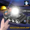 Strålkastare Mini Cob 3LED LED -strålkastare med kroppsrörelsesensor USB -laddningsbar strålkastare 5Modes Camping Head Light Lamp