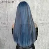 Synthetic Wigs NAMM Fashion Women Synthetic Wigs with Bangs Mermaid Blue Color Long Straight Wigs Cosplay Fake Hair Natural Heat Resistant Wigs HKD230818