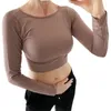 Kvinnors shapers kvinnor formade sömlösa topp sexiga bodycon t shirt långärmad o-hals sport gröda mode fasta färg fitness toppar