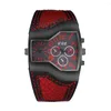 Orologi da polso da uomo orologio in quarzo impermeabile grande quadrante grande fuso orario digitale display doppio movimento tempismo preciso cinturino in pelle finta w