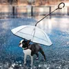 Hundekleidung Griff transparenter Haustierschirm mit Leine für Regenwanderschirme wasserdichte Katzenversorgungsprodukte