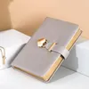 Notebook Diary Block with Heart Lock Key Pu Puiter Papery Gift Traveler Traveler Chool Suministros Estudiante