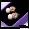 Stud Lovely Diamond Zircon Camicone Flower Pearl Boucles pour femmes Girls Super Glittering Ins Fashion Luxury Designer 925 Sier Post C DHBCN