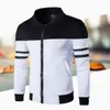 Men's Jackets Handsome Fall Jacket Anti-pilling Soft Whorl Striped Zip Up Spring