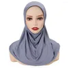 Etnisk klädsportdesign Instant Hijab Full Cover Ready to Wear Muslim Solid Color Fashion Women Head Hijabs Scarf