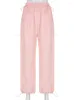 Pantalon femme WeiYao à lacets rose Cargo taille haute Y2k Streetwear côté rayure Baggy pantalons de survêtement femmes droite décontracté Style coréen