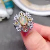 Cluster Rings MeiBaPJ 6 8 Natural Opal Gemstone Fashion Flower Ring For Women Real 925 Sterling Silver Charm Fine Wedding Jewelry
