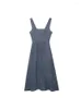 Casual Dresses Long Dress Woman Solid Linen Sleeveless Frilly Summer Party Female 2023 Midi