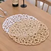 Tableaux de table coussins de chaleur Isolation Placemats Hollow Mat rond Round Rattan Placemat Pads Dingel Varelle Course Course Home Table Décoration Cuisine Restaurant Supplies