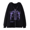 Женские толстовки толстовок Y2K Women Vintage Gothic Streetwear Skeletn Print Hoodies 90 -х